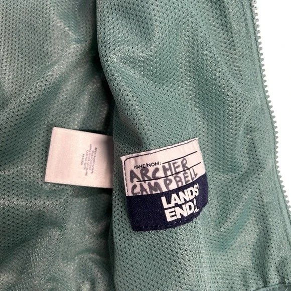 Lands End Kids Coat 2XS 2-3Y Windbreaker Full Zip Blue Green Lightweight Jacket - Picture 6 of 10